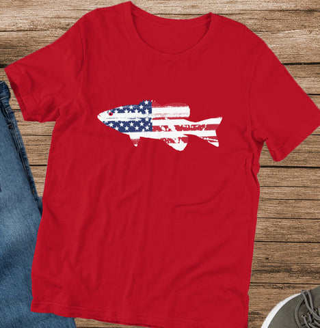 Smallmouth Bass American Flag T-Shirt